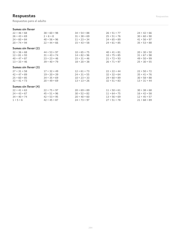 Página real de respuestas para el adulto, incluida al final del PDF de matemáticas